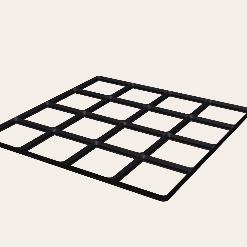 Gridfinity-Compatible Baseplate 4x4 — 3D render