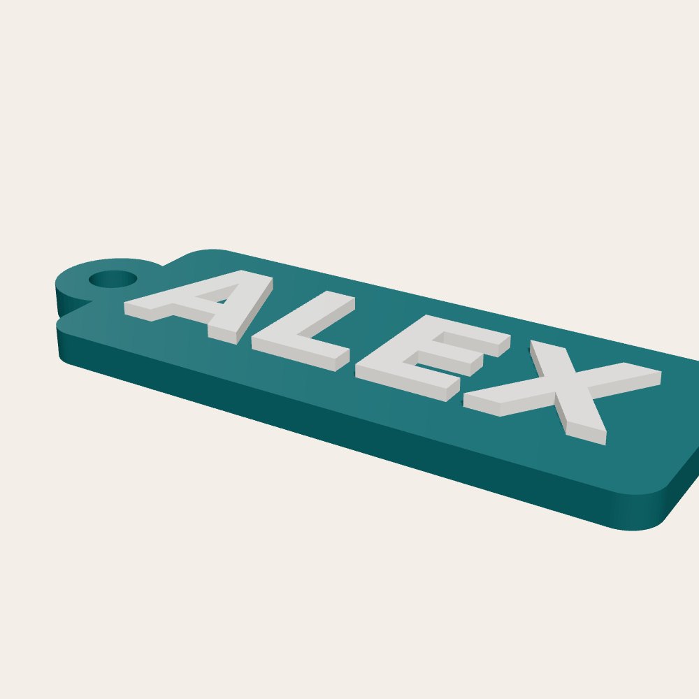 Custom Name Keychain — 3D render